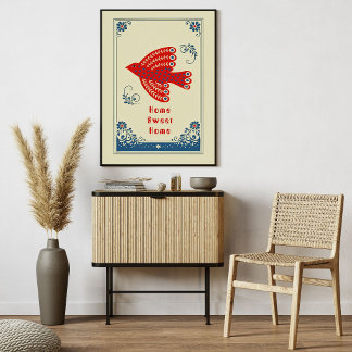 Folk Art Bird Home Scandinavian Style Pоster Poster