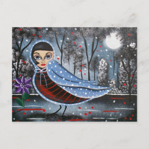 FOLK ART Bird Lady BY LORI EVERETT postcard Postkarte