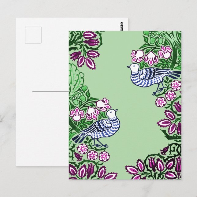 Folk Art Birds Blume Acorns Postkarte (Vorne/Hinten)