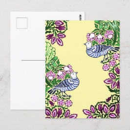 Folk Art Birds Blume Acorns Postkarte