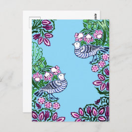 Folk Art Birds Blume Acorns Postkarte