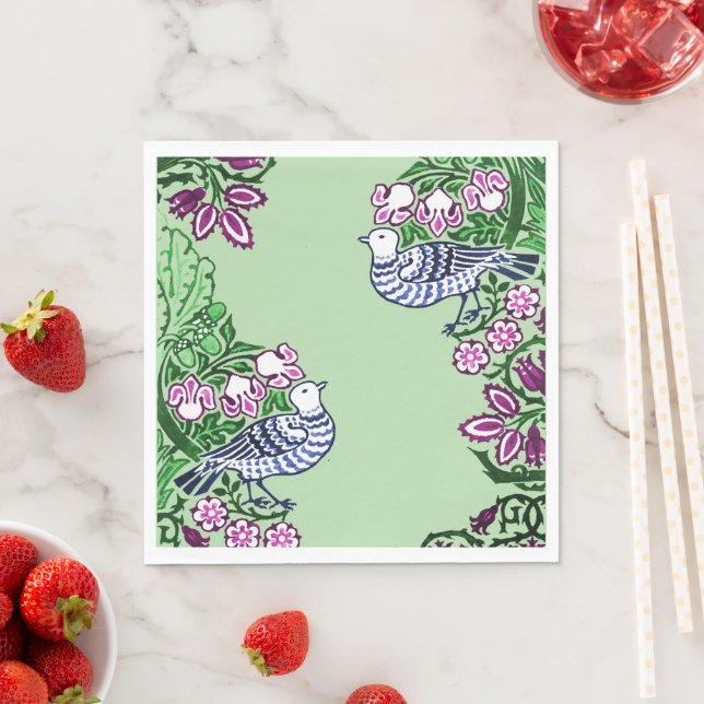 Folk Art Birds Blume Acorns Serviette (Beispiel)