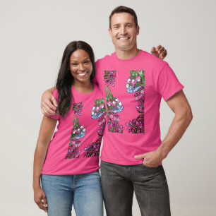 Folk Art Birds Blume Acorns T-Shirt