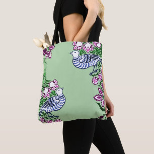 Folk Art Birds Blume Acorns Tasche