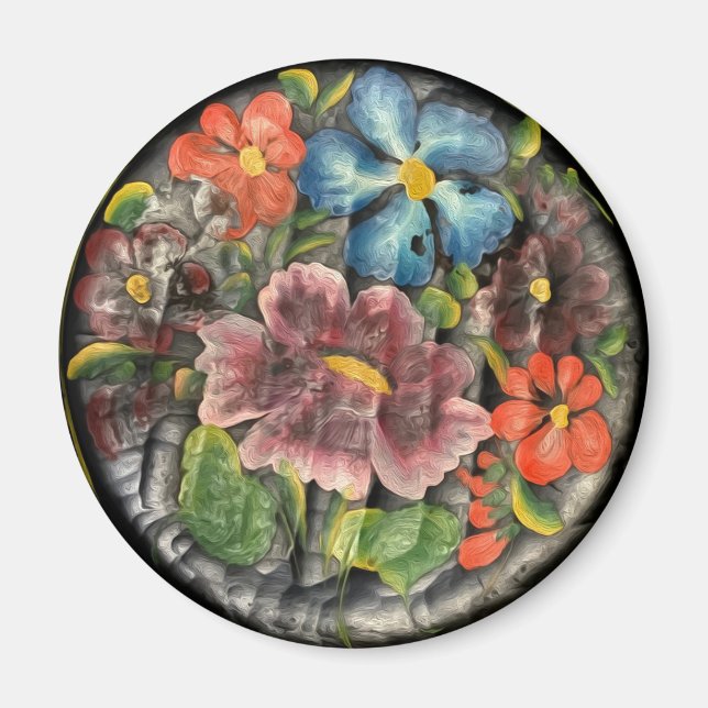 Folk Art Blume in Bloom Magnet (Vorne)
