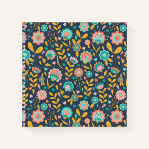 Folk Art Blume Muster Notizbuch