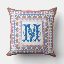 Folk Art Border Monogram Pillow oder Cushion Kissen