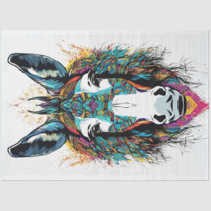 Folk Art Bright Colors Donkey Decoupage Seidenpapier