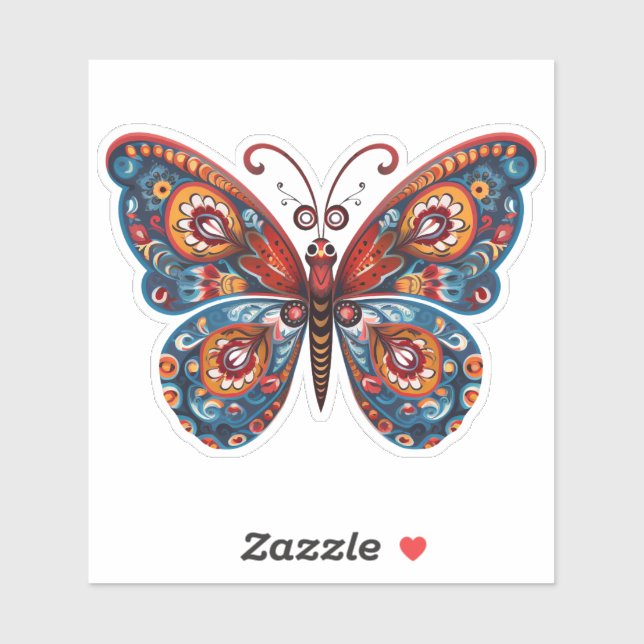 Folk Art Butterfly Sticker (Blatt)