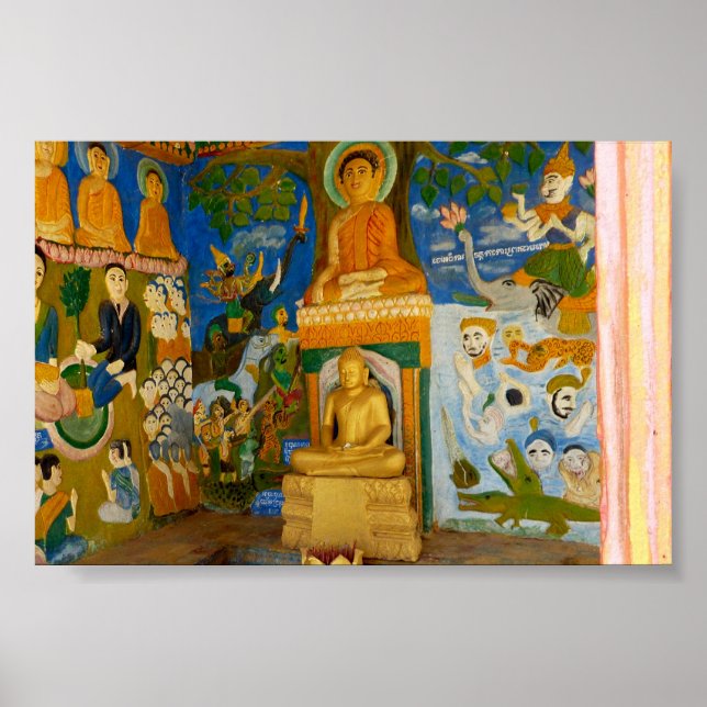 Folk-Art Cambodian Buddha-Bild Poster (Vorne)
