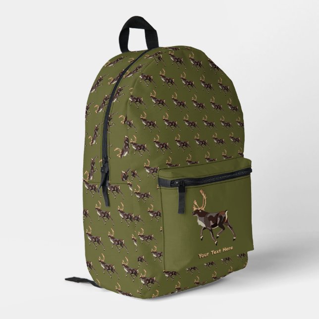 Folk Art Caribbean/Reindeer Bedruckter Rucksack (Rückseitige Ecke links)