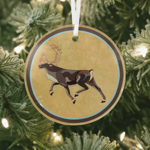Folk Art Caribbean/Reindeer Ornament Aus Glas