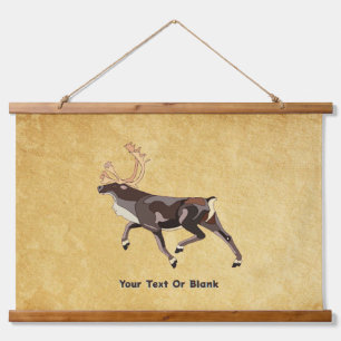 Folk Art Caribbean/Reindeer Wandteppich Mit Holzrahmen