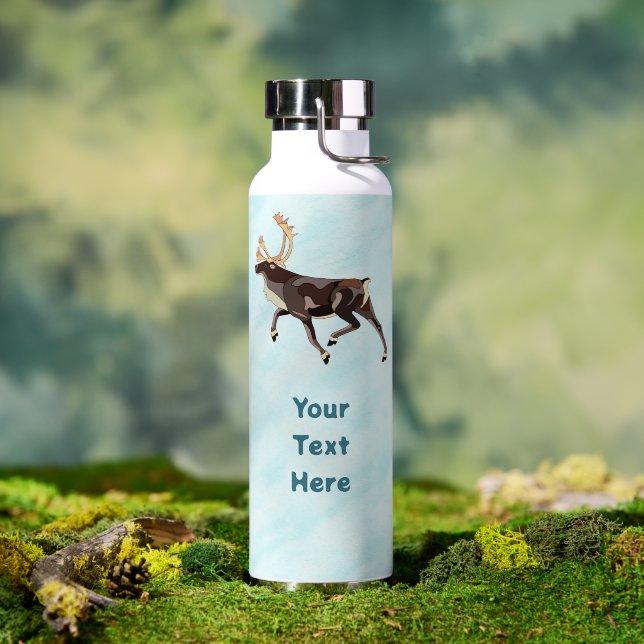 Folk Art Caribou/Reindeer Trinkflasche (Außenbereich (gedreht))