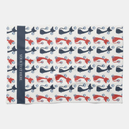 Folk Art Cat Pattern | Farmhouse Geschirrtuch