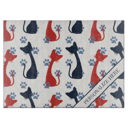 Folk Art Cat Pattern | Farmhouse Kitchen Recipe Schneidebrett