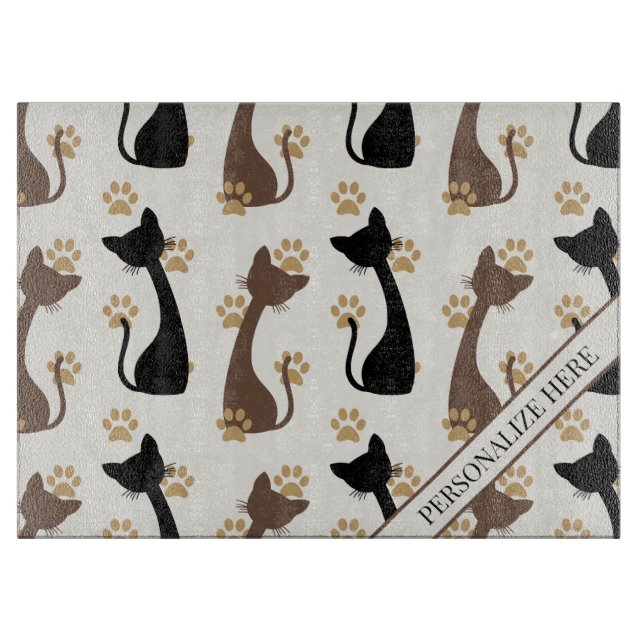 Folk Art Cat Pattern | Farmhouse Kitchen Schneidebrett (Vorderseite)