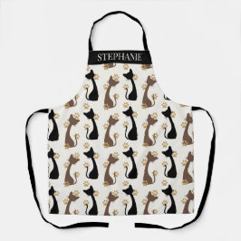 Folk Art Cat Pattern | Farmhouse Kitchen Schürze