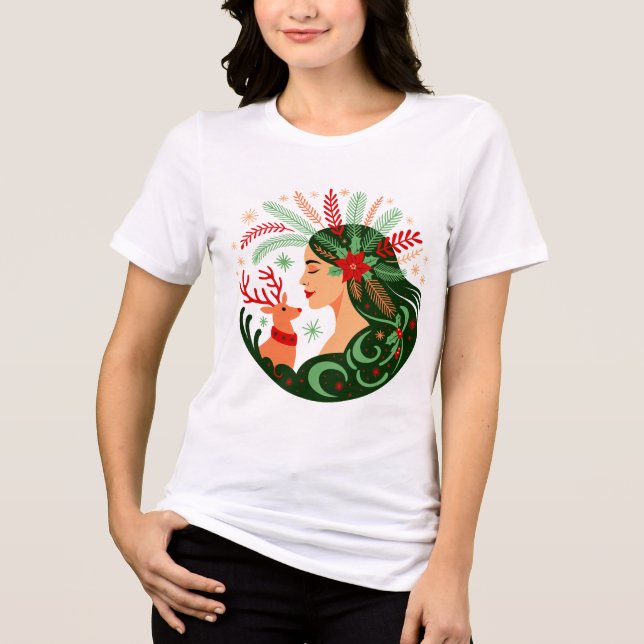 Folk Art Christmas Spirit Tri-Blend Shirt (Vorderseite)