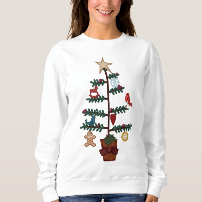 Folk Art Christmas Tree | Imitate Felt Ziergegenst Sweatshirt (Vorderseite)