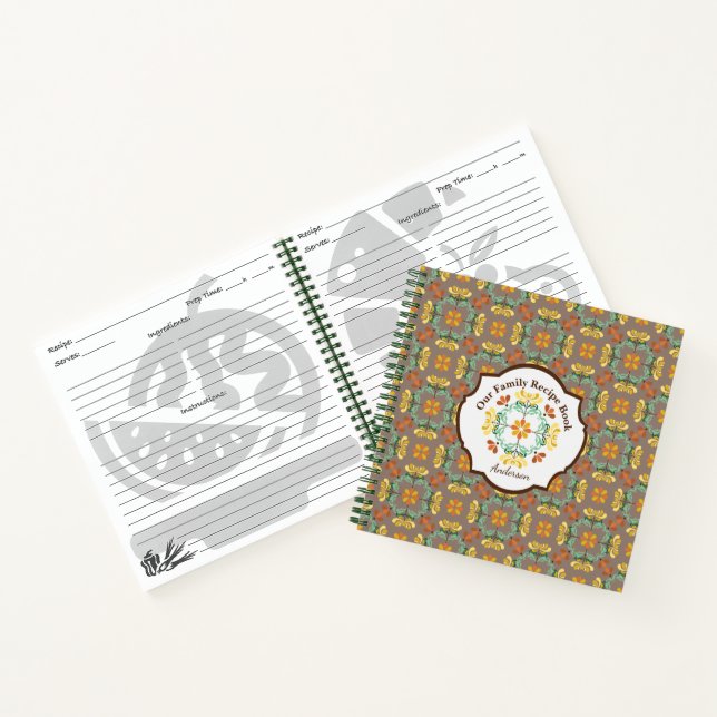 Folk Art Chrysanthemum Herbstmuster Personalisiert Notizbuch (Innenseite)