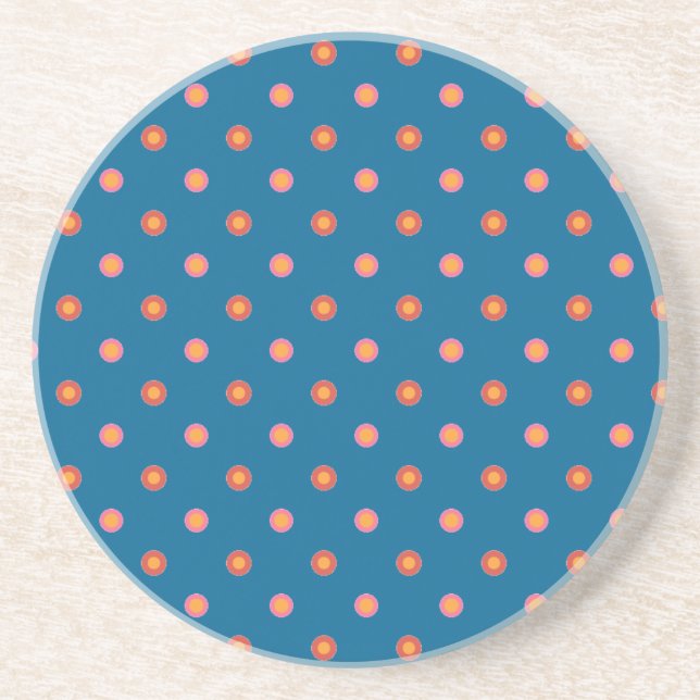Folk Art Collection Polka Dots Sandstone Untersetz Getränkeuntersetzer (Vorne)