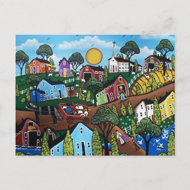 FOLK ART Country Living by LORI EVERETT Postkarte (Vorderseite)