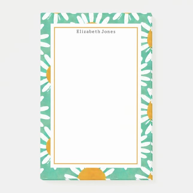 Folk Art Daisies Floral Post-it Klebezettel (Vorderseite)