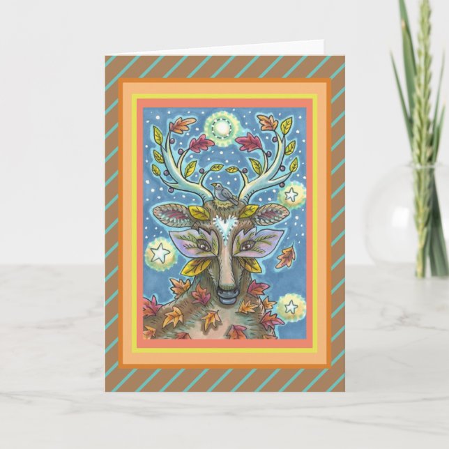 FOLK ART DEIN IM HERBLICHEN WALD, VOD NEST & MOON KARTE (Vorderseite)