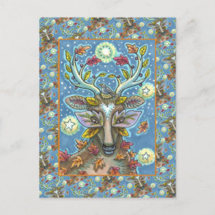 FOLK ART DEIN IM HERBLICHEN WALD, VOD NEST & MOON POSTKARTE