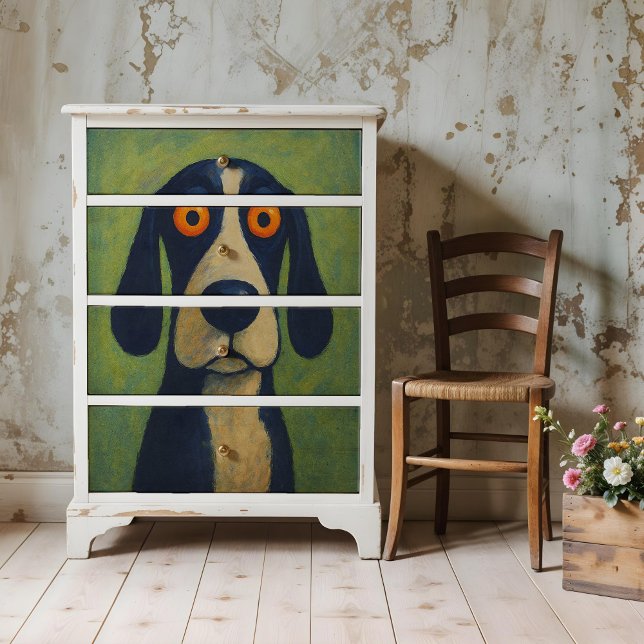 Folk Art Dog Poster für Entcoupage oder Collage Pa (This is a mockup, your poster may be larger/smaller on your decoupage project.)