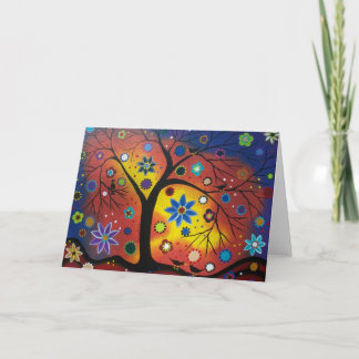 FOLK ART En Attente De La Carte De Voeux Sunset