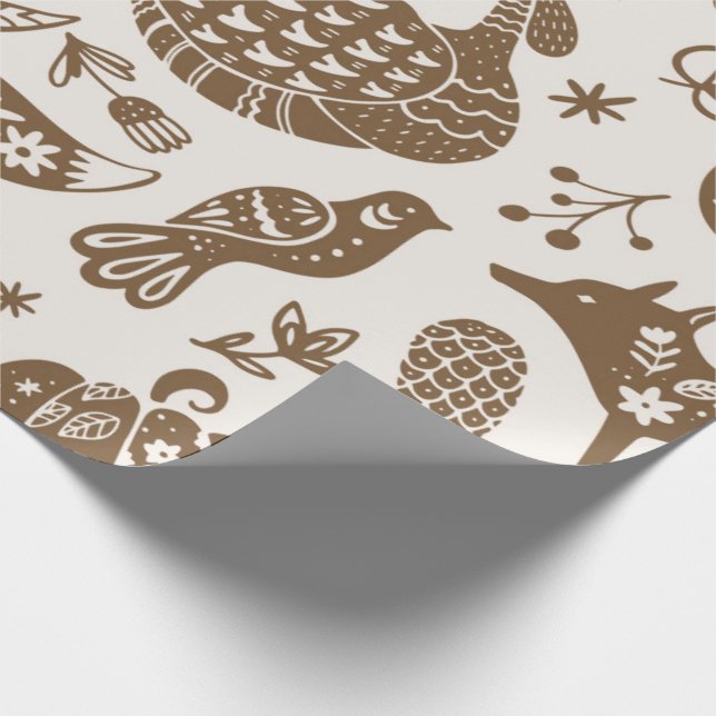 Folk Art Erntedank Forest Geschenkpapier (Ecke)