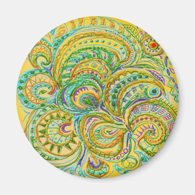 Folk Art Fantasy Pattern Magnet (Vorne)