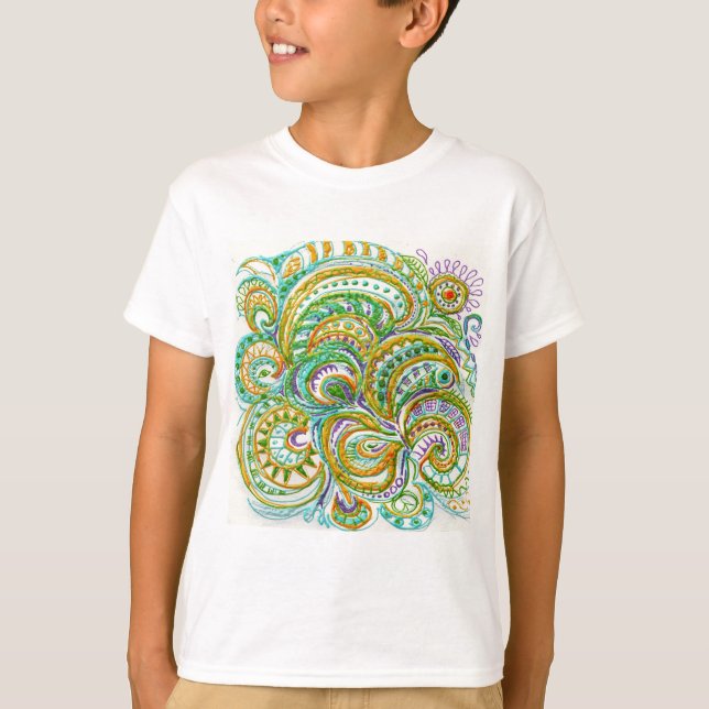 Folk Art Fantasy Pattern T-Shirt (Vorderseite)