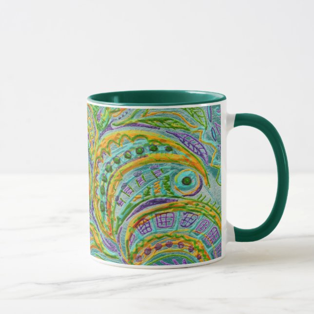 Folk Art Fantasy Pattern Tasse (Rechts)