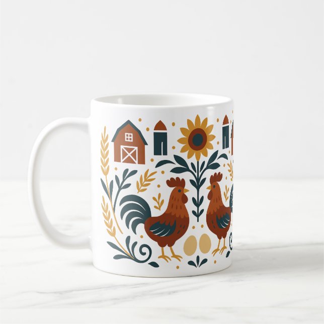 Folk Art Farm Rooster Kaffeetasse (Links)