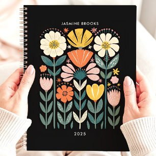 Folk Art Floral 2025 Benutzerdefinierter Name Planer