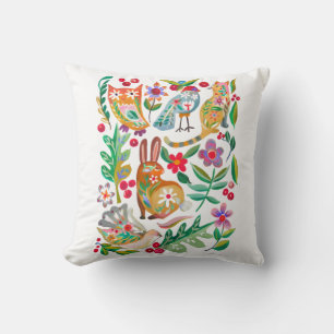 Folk Art Floral Animal Friends individuell anpassb Kissen