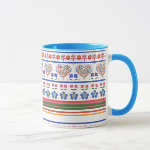 Folk Art Floral Coeurs Frontière Ringer Coffee Mug