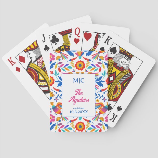 Folk Art Floral Fiesta Mexico Wedding Pattern Spielkarten (Rückseite)