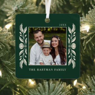 Folk Art Floral Foto Weihnachten Ornament Aus Metall