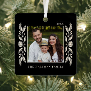 Folk Art Floral Foto Weihnachten Ornament Aus Metall