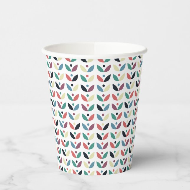 Folk Art Floral Geometric Muster Pappbecher (Links)