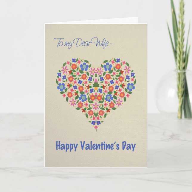 Folk Art Floral Heart Carte de Saint Valentin pour (Devant)
