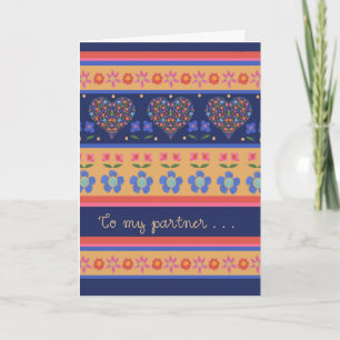Folk Art Floral Hearts Carte d'anniversaire pour p