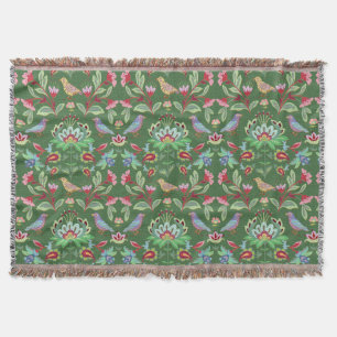 Folk Art Floral mit Vögeln auf grüner Stirn Decke