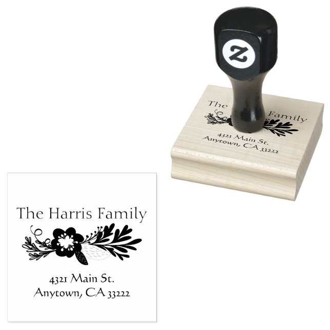 Folk Art Floral Personalisiert Gummistempel (Stempel)