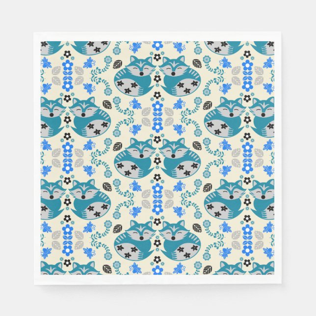 Folk Art Fox Print Decor Serviette (Vorderseite)