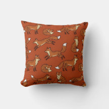 Folk-Art-Fuchs-Kissenbezug in verbranntem Orange